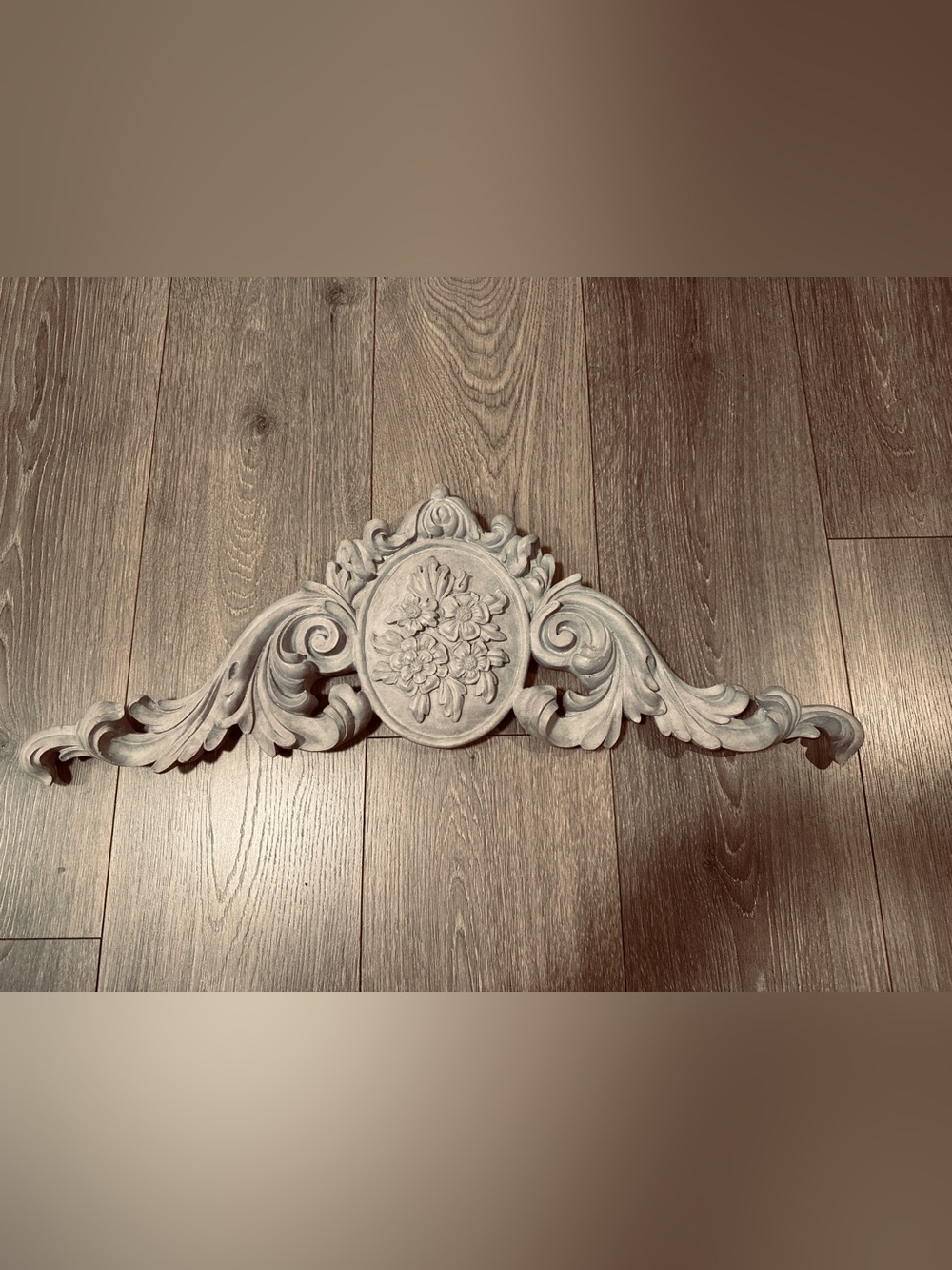Ornate French Country Wall Decor Pediment 25” Shabby Chic Scroll Acenet